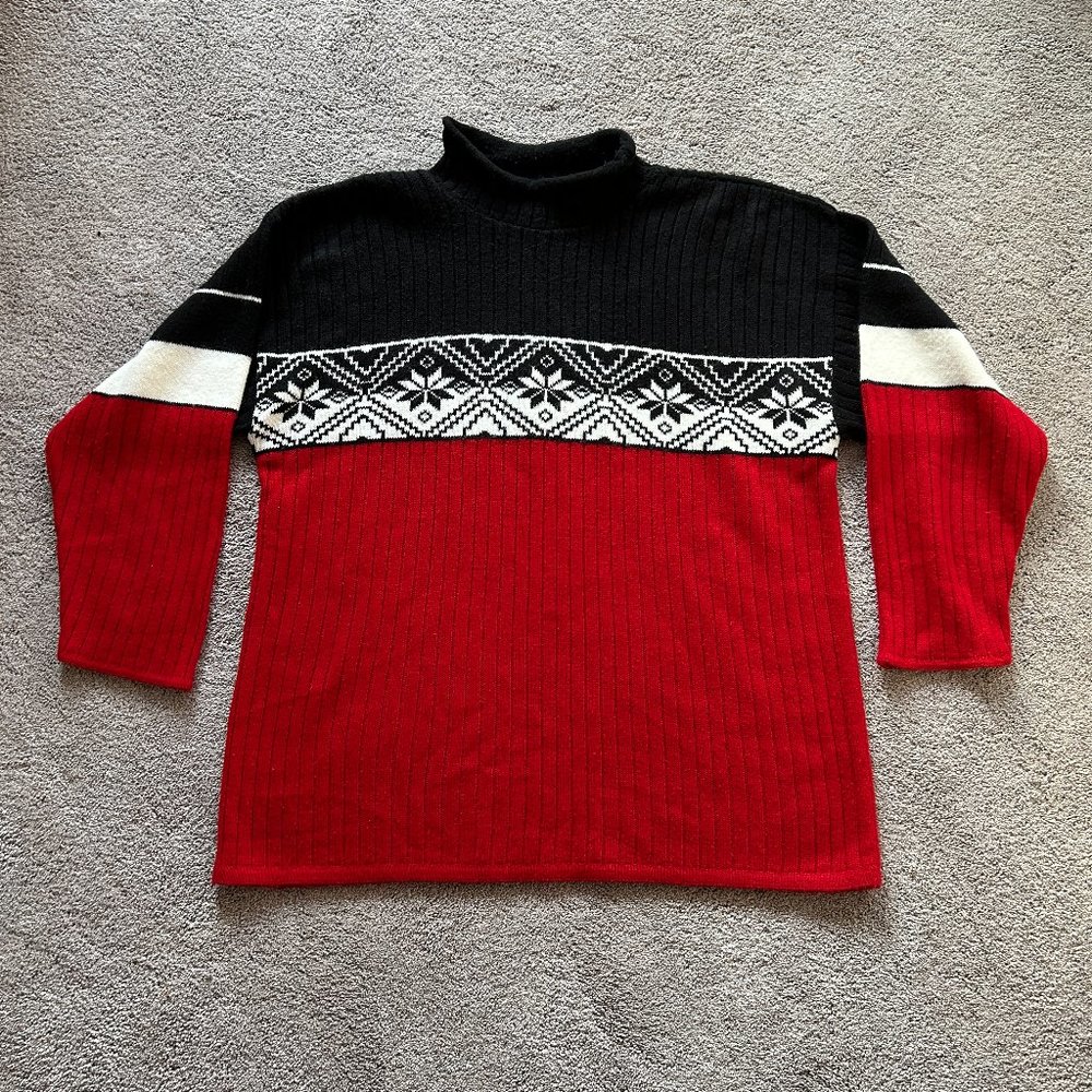 Maggie McNaughton 1X Red, Black and White Sweater